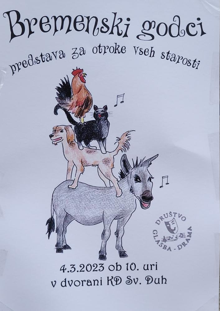 Plakat z sliko živali vabi na predstavo